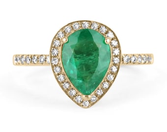 Anillo de compromiso de esmeralda y diamantes de oro amarillo de 18 k para ella, anillo Diana, anillo de esmeralda natural, anillo de diamantes VVS, anillo de esmeralda de diseñador