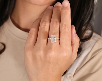 Radiant cut ring, Radiant cut engagement ring, 5ct diamond ring, White gold radiant ring, Radiant cut solitaire ring, Lab Grown Diamond