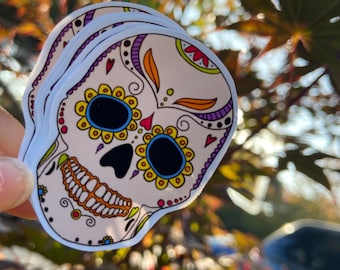 Calavera Vinilo Pegatina / Cráneo Mexicano Pegatina / Calavera Pegatina / Dia de Los Muertos Vinilo Pegatina / Glossy Die Cuts / Pegatinas Latinx