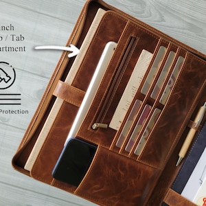 Personalized Leather Portfolio, Letter Size Organizer Folders, Leather Padfolio Men, Leather Portfolio Zipper, A4 Holder, Document Bag
