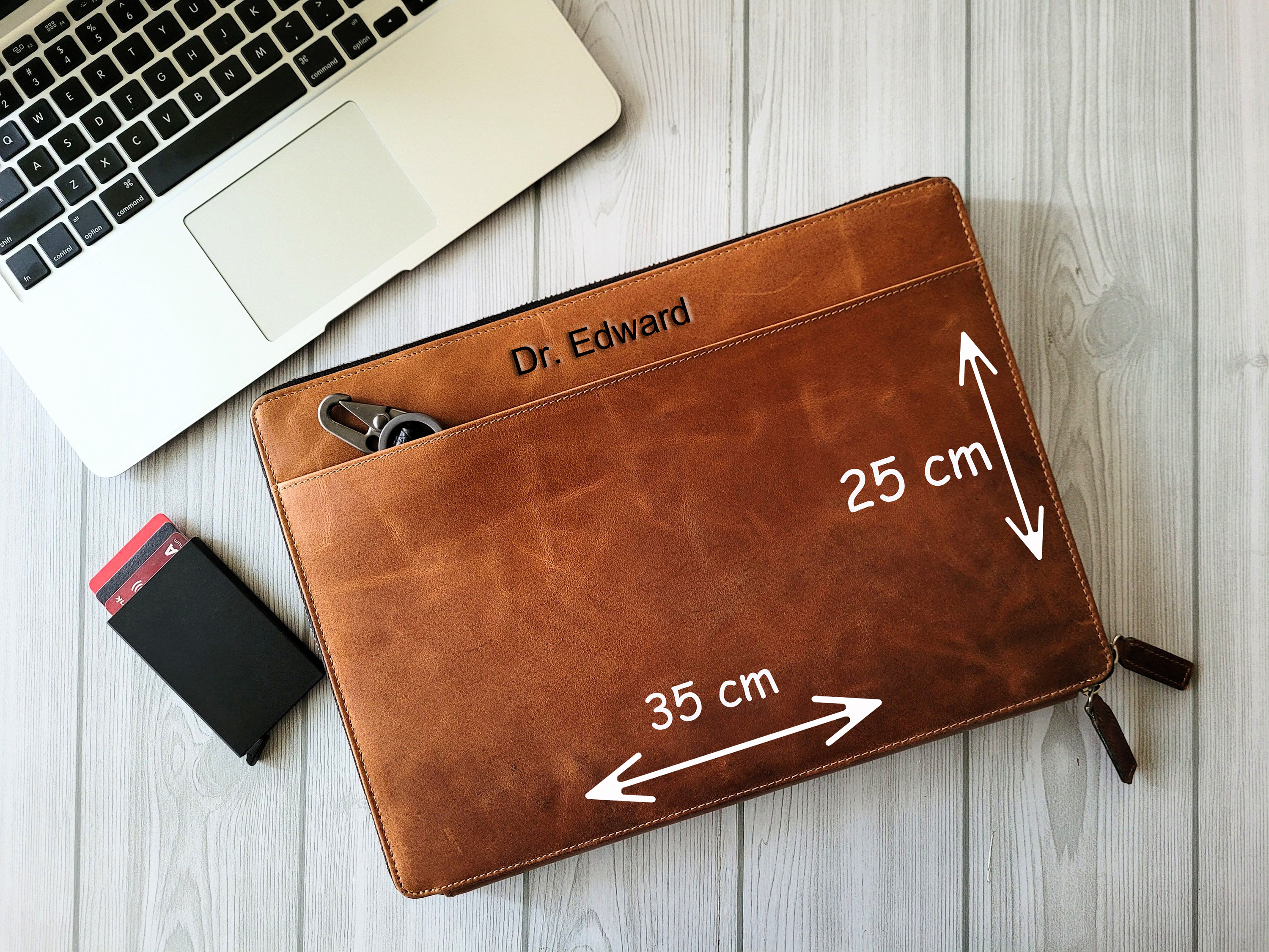 Leather Laptop Organizer With Document Pocket for Macbook, HP, Lenovo ...