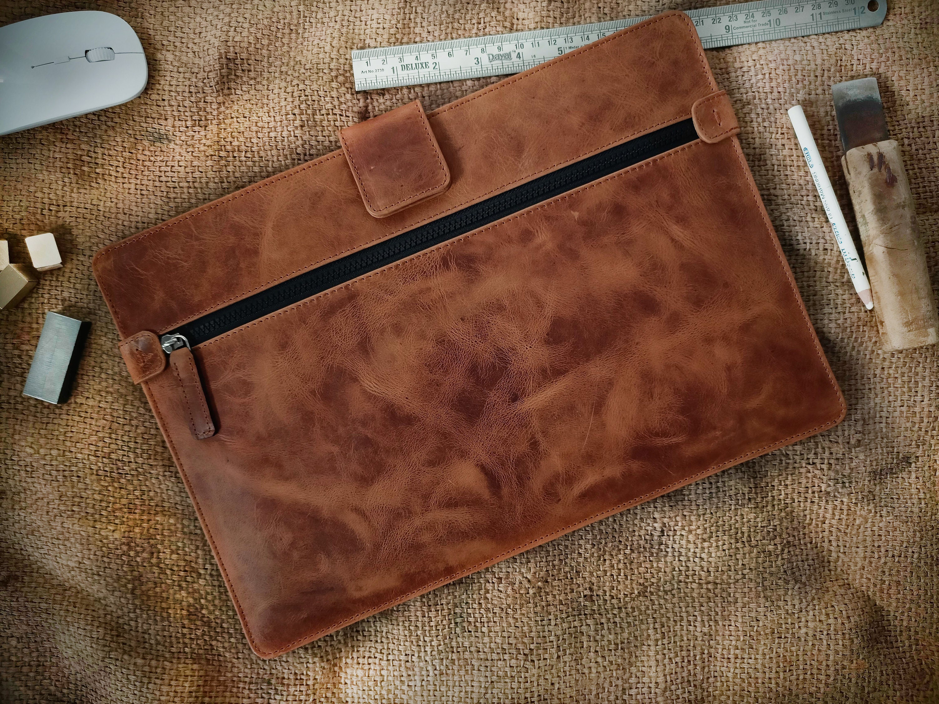 Leather MacBook Sleeve Case with Credit Card Pocket Leather Etsy