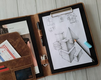 Handmade Leather Portfolio, Personalized Gift, 20th Anniversary Gift, Unique Graduation Gifts, Birthday Gift for Him, Best Gifts for Him