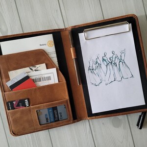 Name/Logo Engraving Leather Portfolio with A5 Notepad Holder, Personalized Business Folder Padfolio, A5 Portfolio, Gift for him