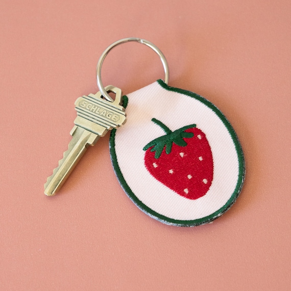 Strawberry Fabric Keychain