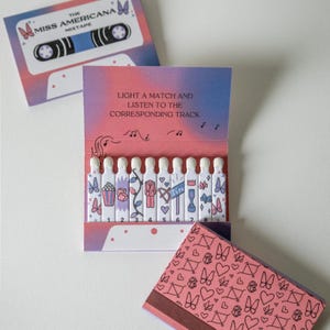 Miss Americana Mixtape Matchbook | 20 stem printed matches, biodegradable, music fan gift