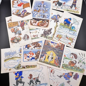 1968 Lot de 13 cartes postales vintage humoristiques Très bon état Période 1970-1980
