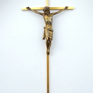 Vintage Ornate Brass Jesus Wall Hanging Cross Christ Crucifix Catholic Decor 18&quot;