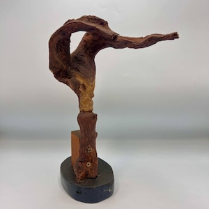 Handcrafted Wooden Man Statue – Vintage Primitivism Folk Art Sculpture – Rustic Ethnic Carved Figurine – Collectible Home Decor