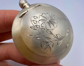 Vintage Silver 875 Compact Powder Box Compact Make Up Perfume Flask Bottle