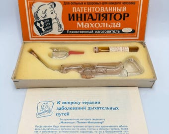 Zestaw inhalatorów szklanych Macholdt z 1978 roku, GDR, Turyngia, w pudełku