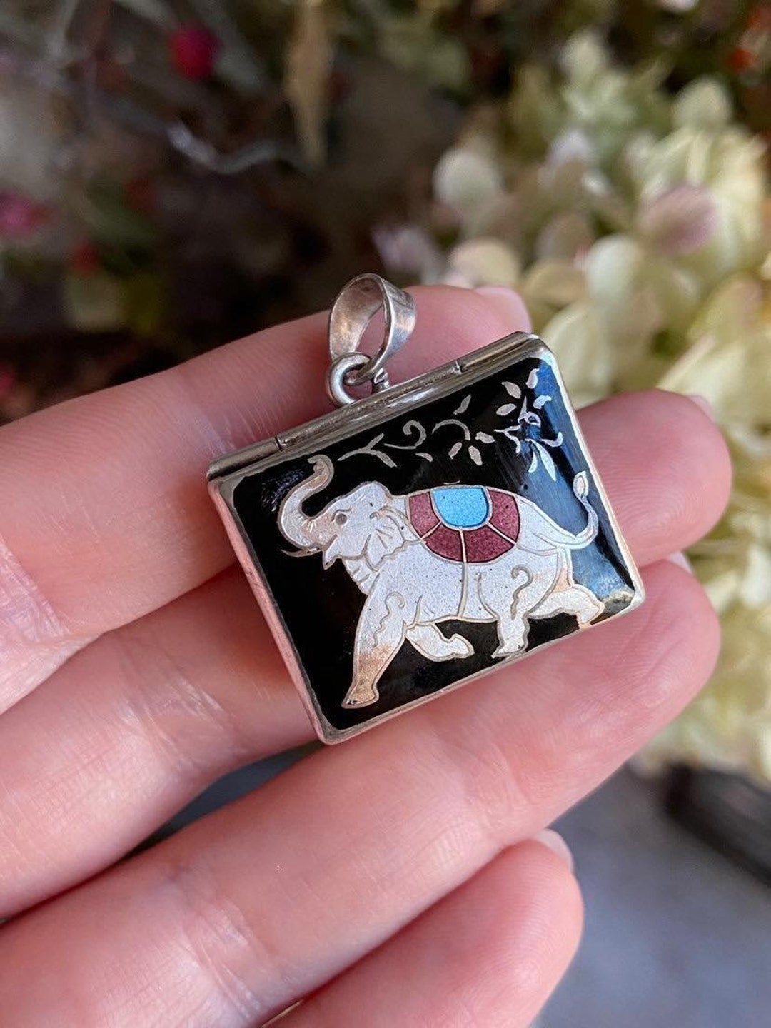 Pendentif éléphant En Argent Massif 925 - Vintage - Occasion