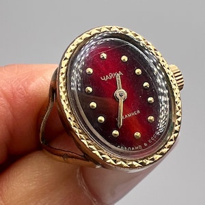 1970s Chaika Watch Ring: Gilded Mechanical Jewelry, Size 8.5