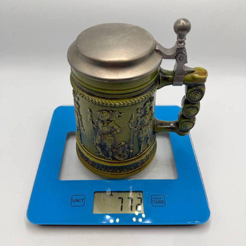 ヴィンテージ ゲルツ ドイツ製ビールジョッキ ピューター蓋 中世騎士
