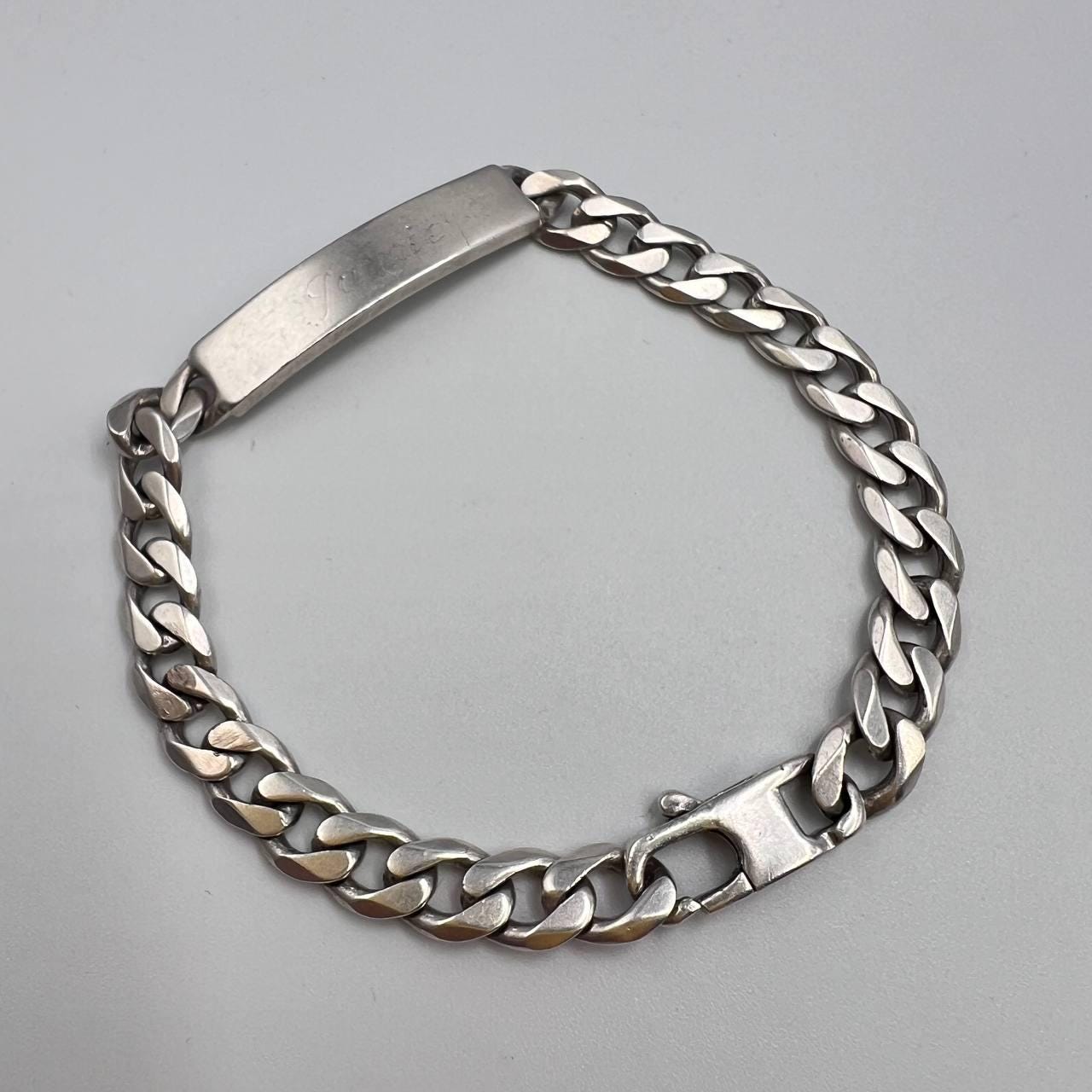 アクセサリー Vintage Silver Plate Chain Bracelet 925 Vintage Sterling Silver 925 Chunky Chain Bracelet 7.5