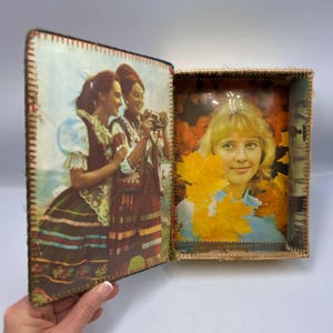 Joyero vintage/Joyero hecho a mano/Caja de cartón de los años 80/Caja de fotos retro/Coleccionable de recuerdos