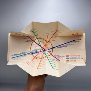 Mapa del metro antiguo/Mapa del metro de 1974/Recuerdo del metro/Mapa del metro/Coleccionable del metro/Postal de 1974