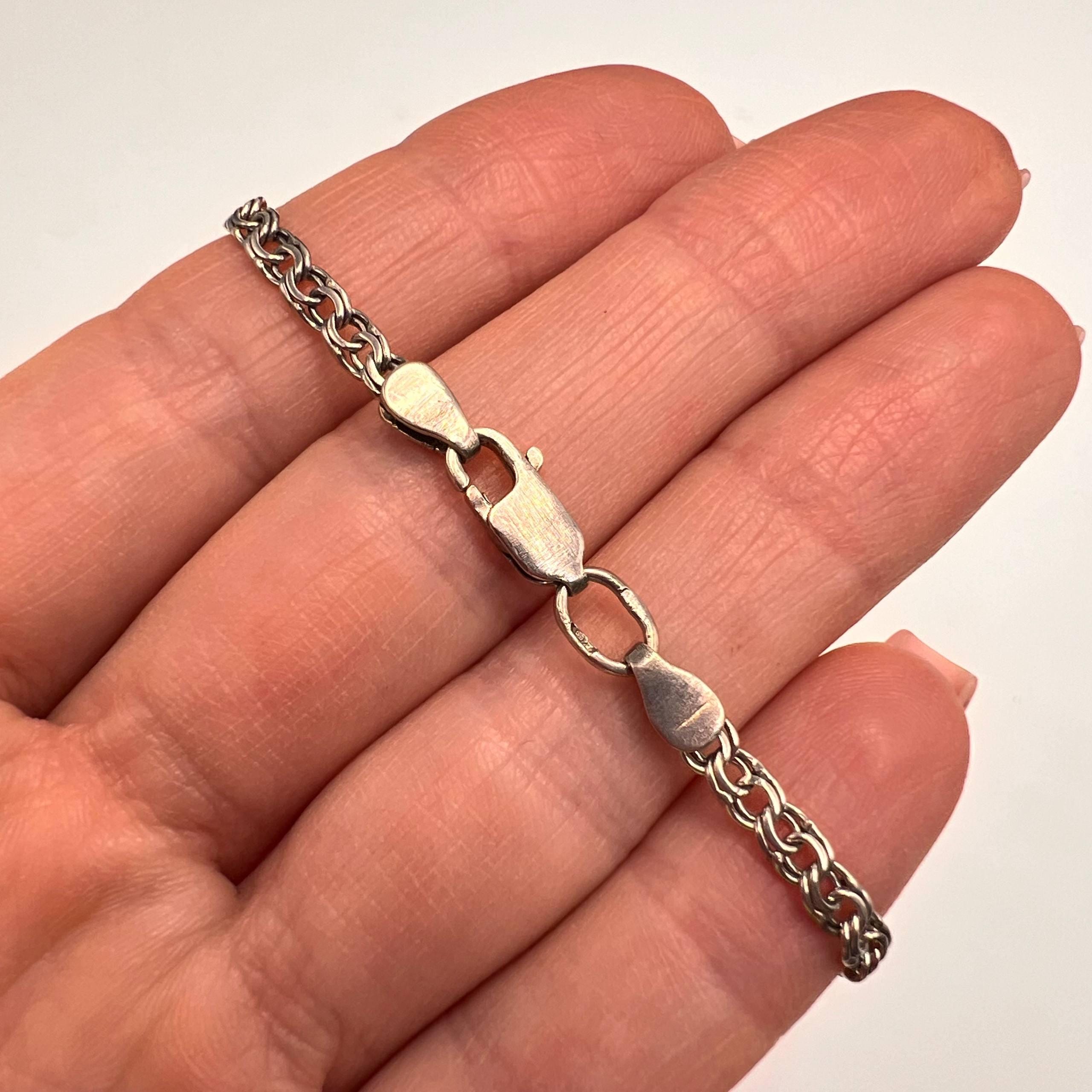 Collier Chaîne En Argent Sterling 925 Vintage - Longueur 19.5 Pouces (~49.5cm), Signé, 8.23g