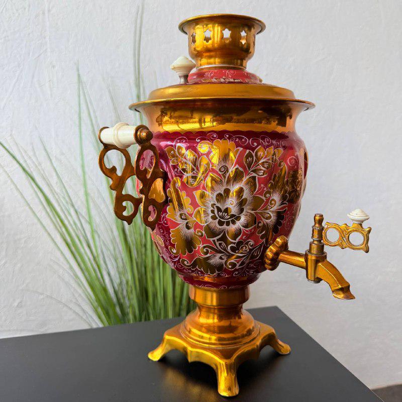 1984 Tula Electric Samovar Vintage Brass Teapot 3L Hand Painted