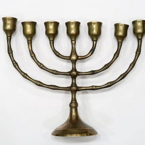 Vintage Brass Menorah Hanukiah Chanukah Judaica Israel Hanukkah Candle Holder