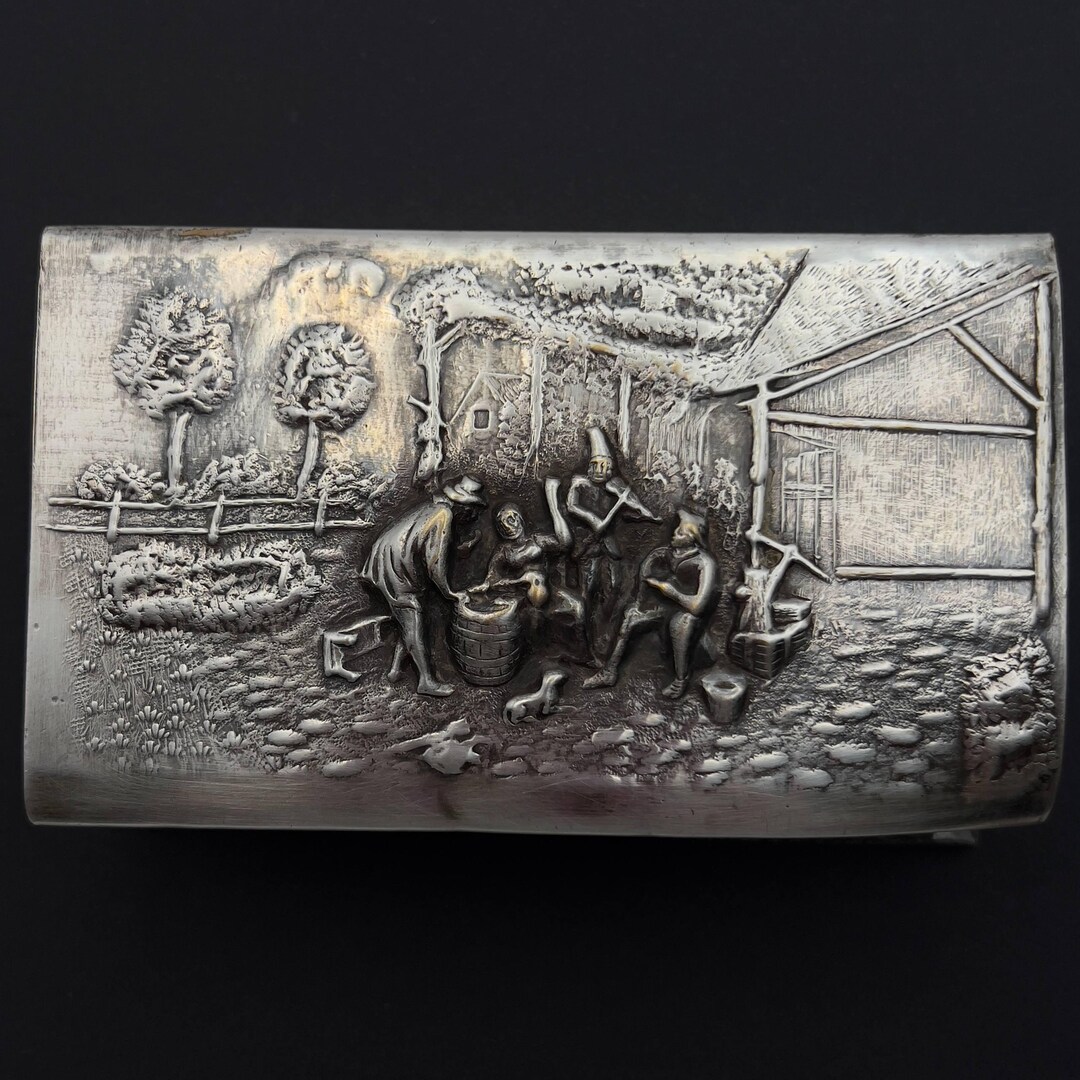 ヴィンテージ シルバーメッキ マッチ棒ホルダー 田園風景 ドイツ