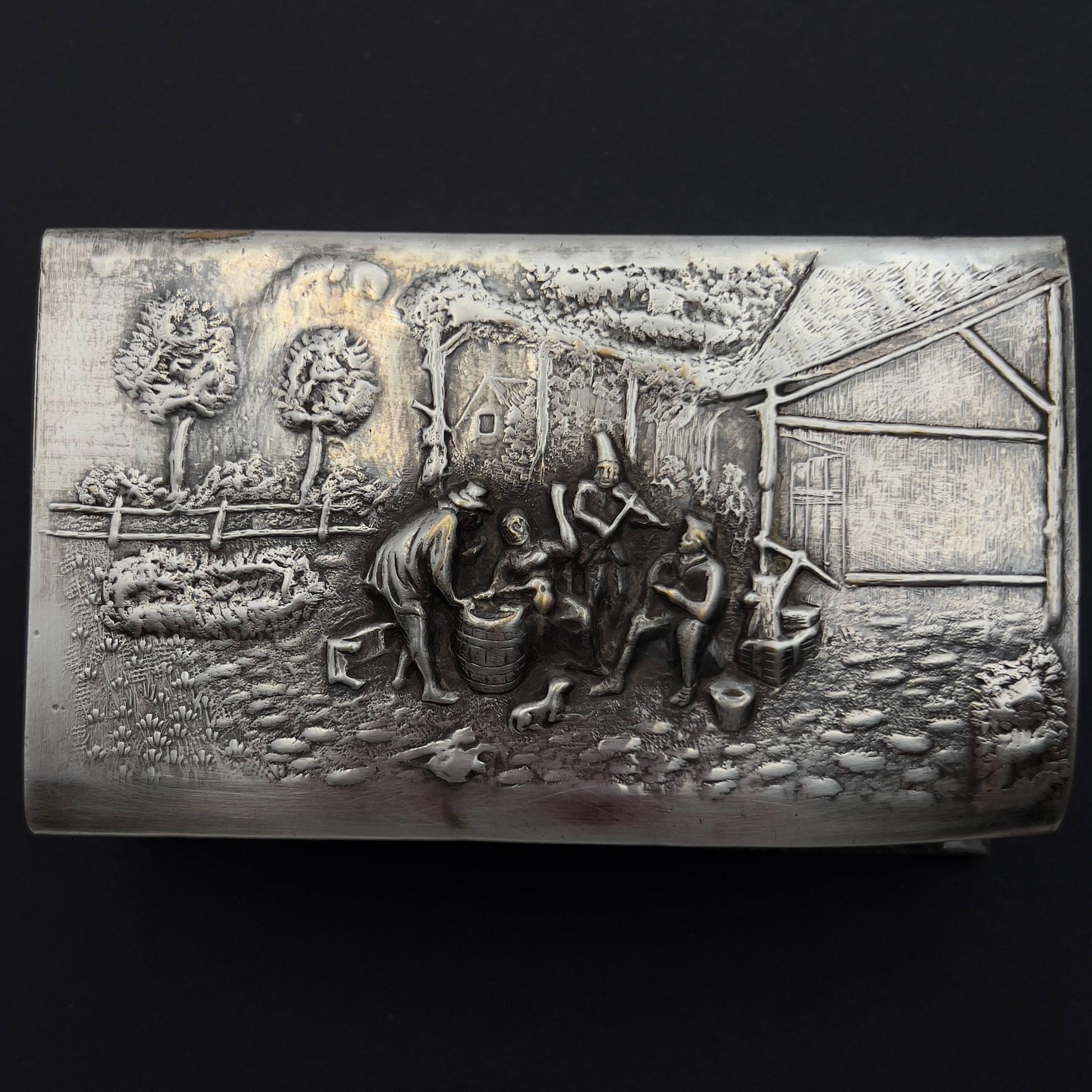 ヴィンテージ シルバーメッキ マッチ棒ホルダー 田園風景 ドイツ