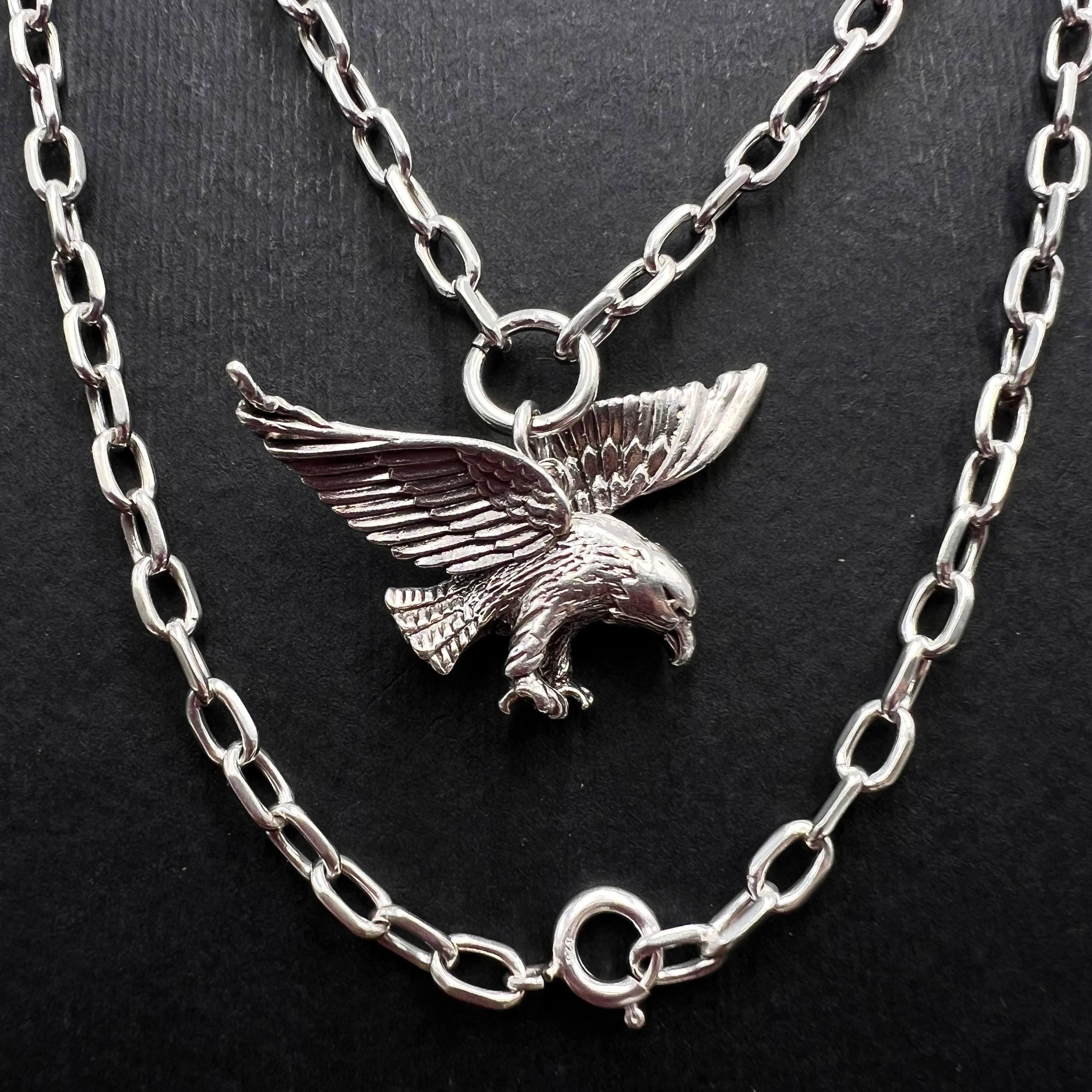 Eagle Necklace, Necklace For Men's, Silver Eagle Pendant, Gift For Dad, Winged Eagle Necklace, American Eagle, Birthday Gift For Father's - UK