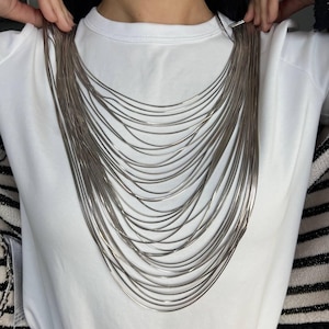 Italian Sterling Silver Multi-Strand Necklace: Bold Artisan Jewelry