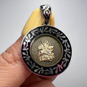 Vintage Orthodox St George Pendant | Ukrainian 925 Silver Ladanka Icon | Enamel Religious Necklace | Christian Gift | Spiritual Jewelry
