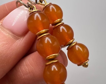 Vintage Baltic Amber Drop Earrings, Gold-Plated Sterling Silver, Ukraine