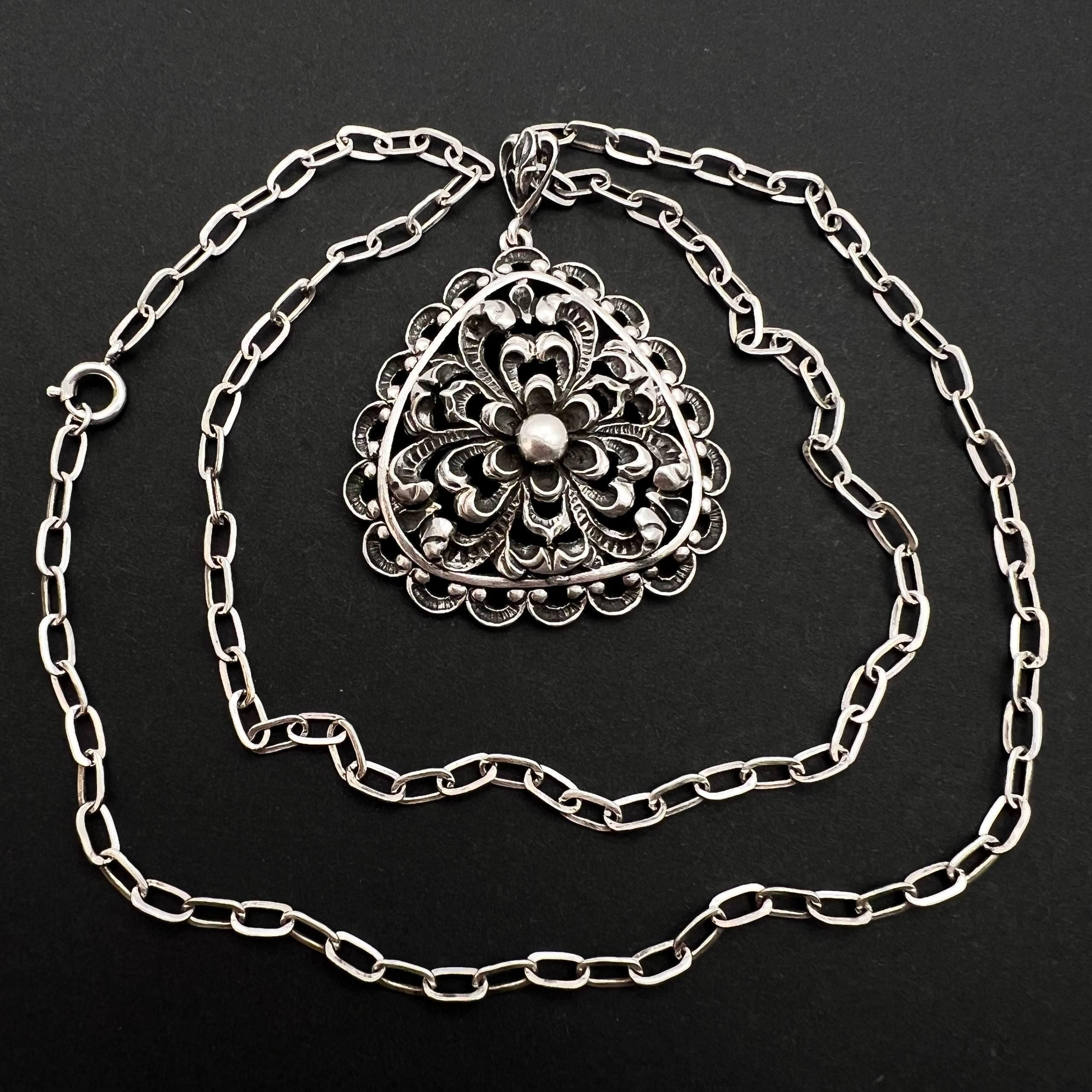 800 silver vintage pendant - Etsy 日本