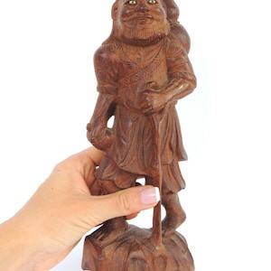 Rare Vintage Antique Wooden Wood Hand Carved Figurine Figure Statue Old Man