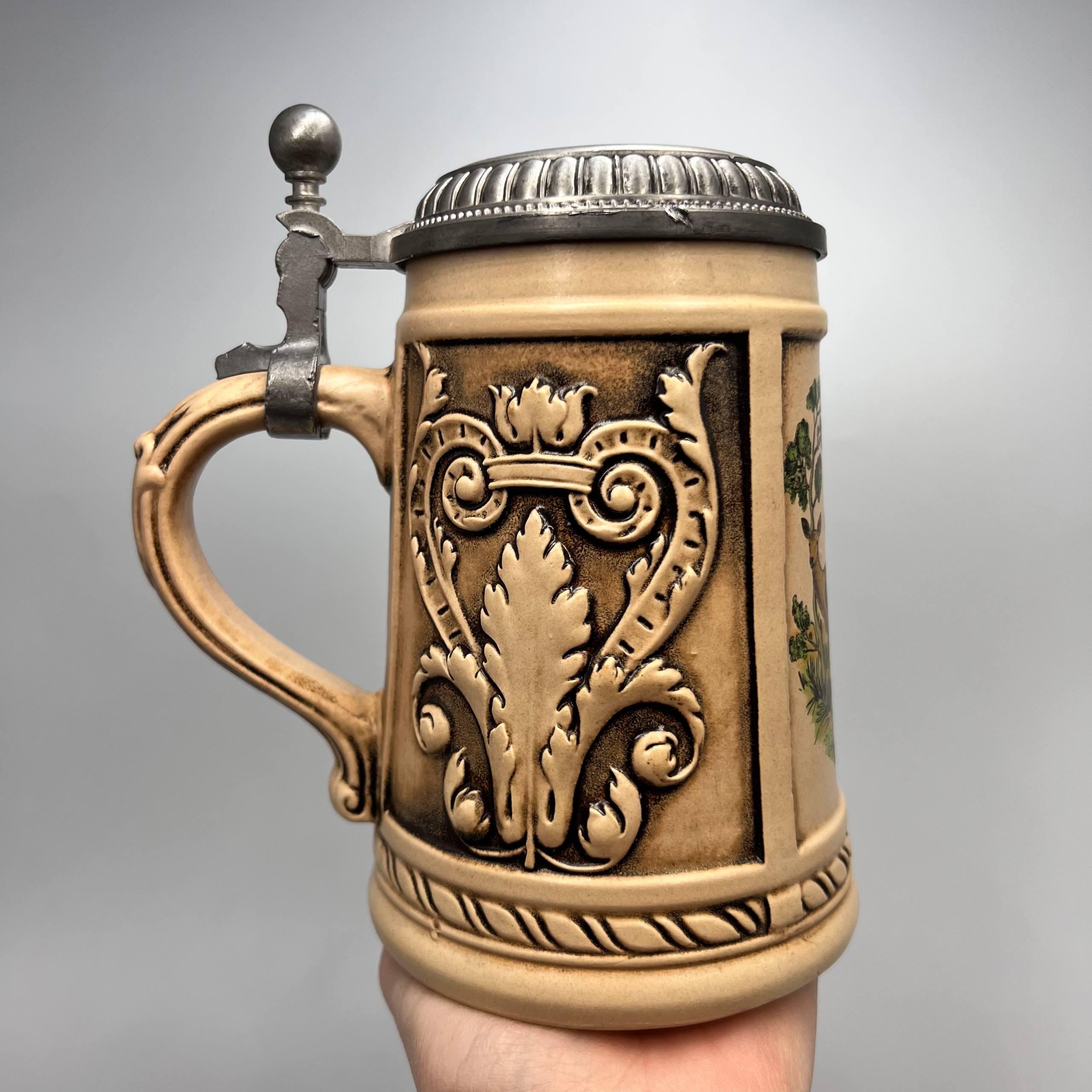 Vintage West Germany Beer Stein With Pewter Lid GERZ 94% Deer