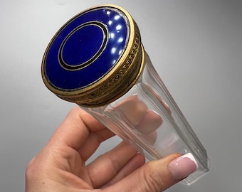 Antique Guilloche Enamel Perfume Bottle: Tsarist Era Vanity Decor