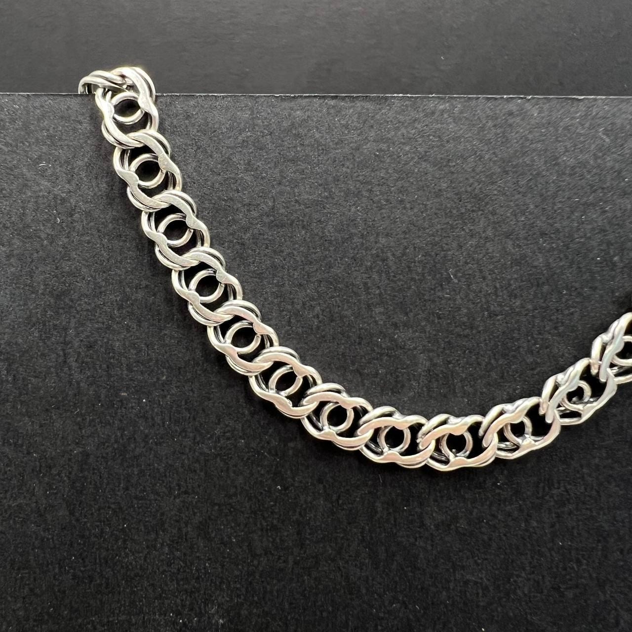 Vintage 925 Sterling Silver Chain Bracelet: Elegant Twisted