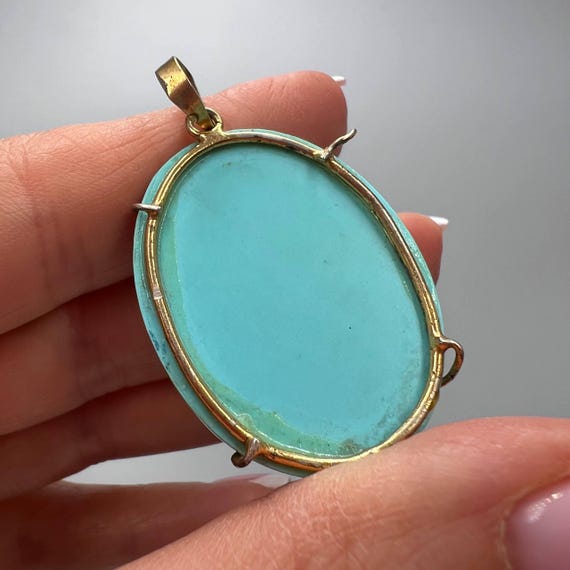 Pendentif Camée Bleu Sur Plaqué Or - Collier Pour Femme - Neuf Avec étiquettes - Marque OxcmoBijoux