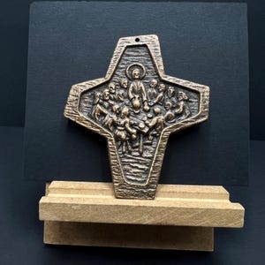 Vintage Bronze Wall Cross: 1970s West German Christian Decor