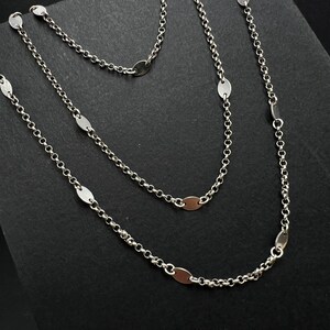 Sterling Silver 925 Long Chain Necklace 100cm – Unisex Minimalist Silver Jewelry – Vintage Ukraine Jewelry – Dainty Layering Gift for Her
