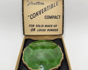 Caja compacta de esmalte convertible Stratton vintage, fabricada en Inglaterra.
