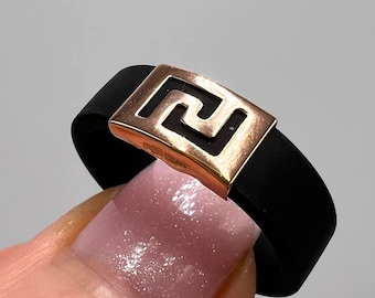 Modern Rubber Ring for Women with Solid 14K Gold Accent | Size 6.5 | Minimalist Jewelry | Made in Ukraine | Never Worn /Designer Style Ring