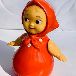 1950&#39;s Vintage Nevalyashka Celluloid Plastic Roly Poly Toy Doll