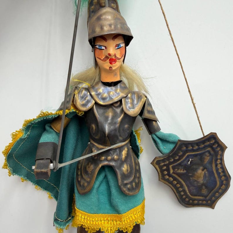 Vintage Italian Knight Marionette Puppet Opera Dei Pupi Hand Made Wood ...