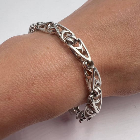 Vintage Sterling Silver 925 Men's Bracelet Heavy 3D Link Chain