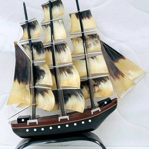 Vintage Ship/ Wooden Ship/Hand Carved Sailboat/1981 Decor/Massive Wooden Ship/Vintage Sea Decor/Nautical Art/ 16.5&quot;