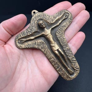 Vintage Bronze Wall Crucifix: 1970s German Christian Art