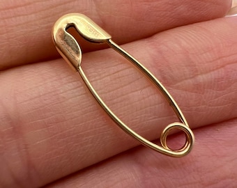 Vintage Original Rose Gold 585 14K Women's Jewelry Safety Pin Brooch Needle 0.5g