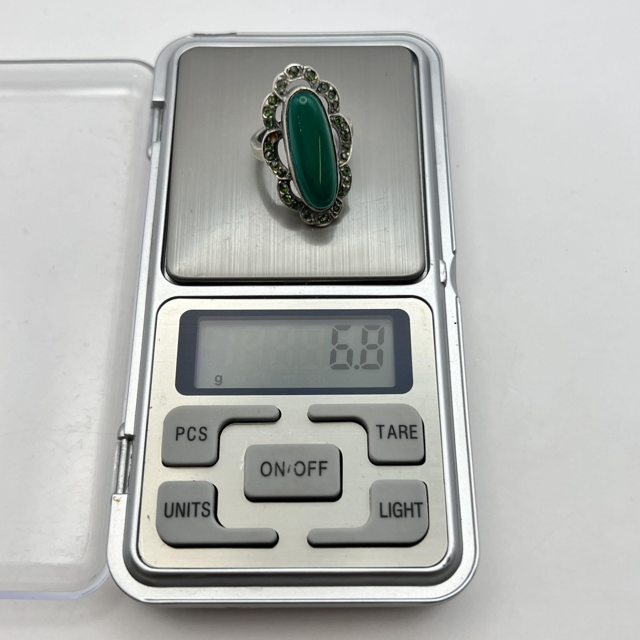 Bague Vintage Argent Massif 925 - Pierre Verte, Taille 54 - Occasion En Bon état