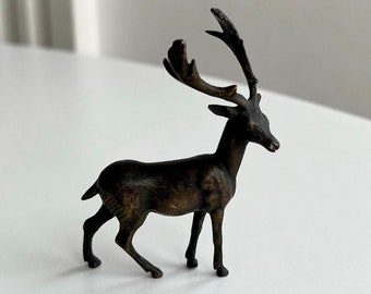 ヴィンテージブロンズ鹿の置物 • 1950年代ミニガゼル像ハンドメイド