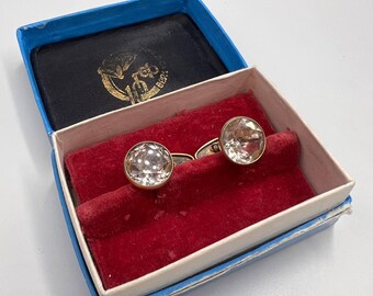 Boutons De Manchette Plaqué Argent Avec Strass - Occasion état Impeccable (Mint)