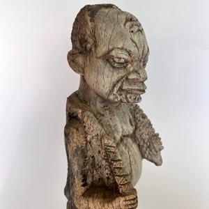 Hand-Carved Wood Tribal Statue: 36cm African Tiki Art Decor